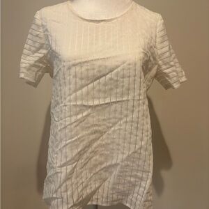 Sheer White Textured Women's Top